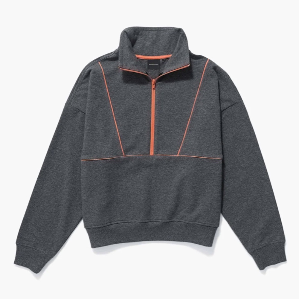 Richer Poorer Charcoal Half-Zip Sweatshirt with Coral Trim